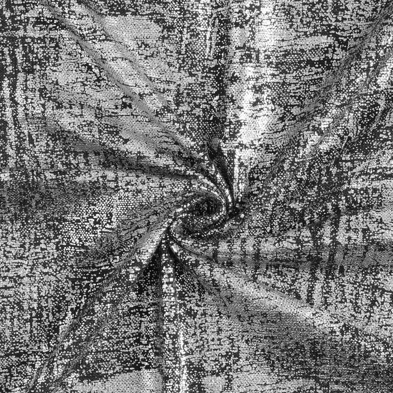 Stickat tyg metalliskt tryck abstrakt – silvermetallic/svart, image number 4