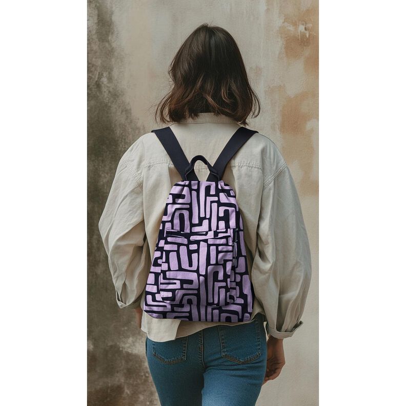 Behandlad bomull abstrakt – pastellviolett/nattblå,  image number 5