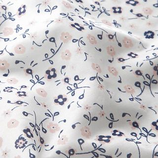 Siden-viskos-satin Småblommigt – vit, 
