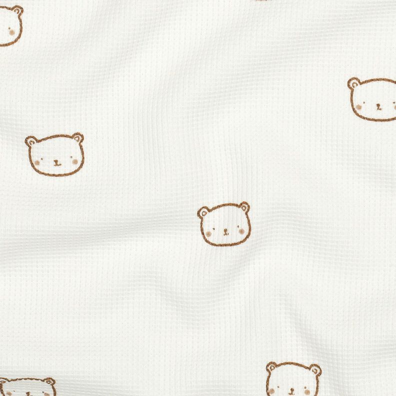Våffeljersey små björnar | Poppy Fabrics – yllevit/rådjursbrun,  image number 2