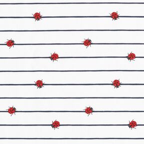 Bomullsjersey ränder och nyckelpigor – yllevit, 