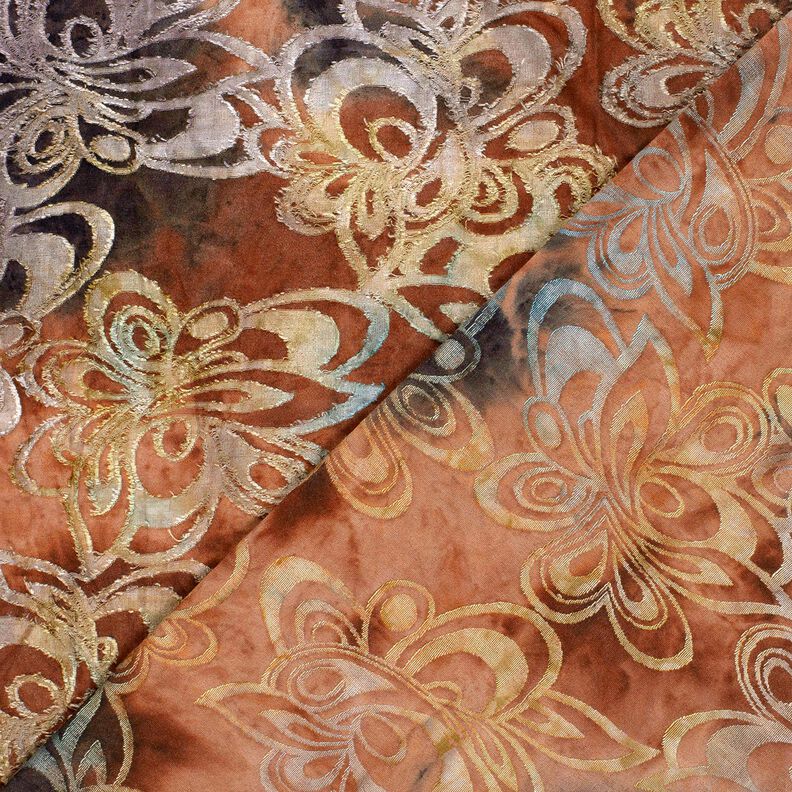 Jacquard Jersey blommor med batik – burgunder/stengrå, image number 4