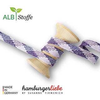 GOTS Ekologisk flätad snodd TWIST ME Plaid [24 mm] | Albstoffe – lila/rose, 