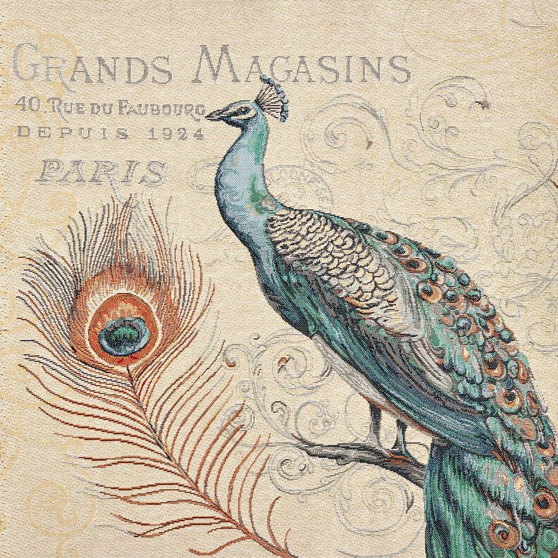 dekorationspanel Gobel&auml;ng p&aring;f&aring;gel &ndash; ljusbeige/bl&aring;,  image number 1