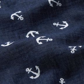 Muslin/Dubbel-krinkelväv Ankare – marinblått/vit, 