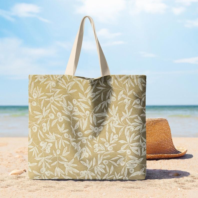 Behandlad bomull Jacquard överdragna oliver – gul oliv/ljusbeige,  image number 6