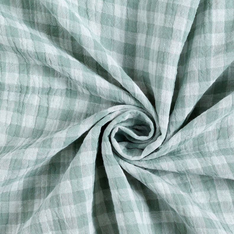 Muslin/Dubbel-krinkelväv vichyrutig garnfärgad – vass/vit,  image number 5