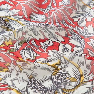 Viskos-sidenblandning voile Art Deco Blommor – rött/vit, 