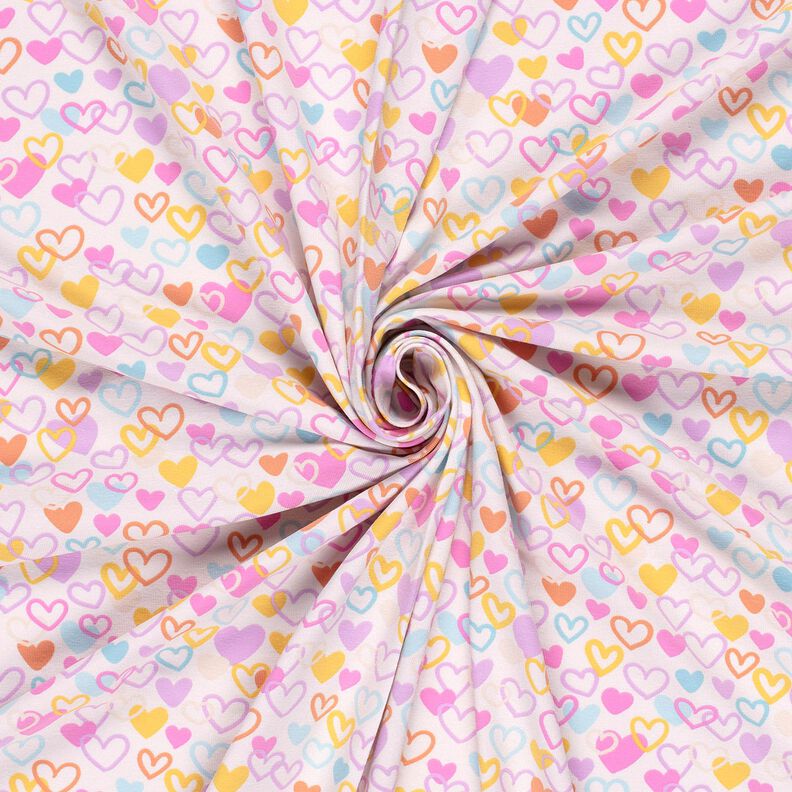 Bomullsjersey pastellfärgade hjärtan – yllevit/pastellviolett,  image number 3