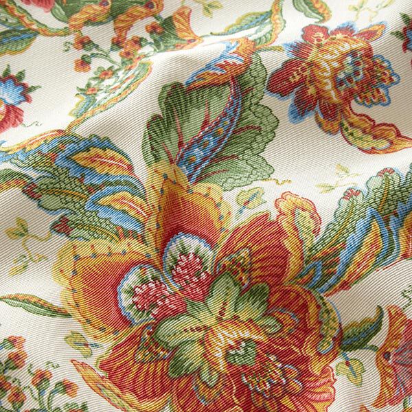 dekorationstyg Canvas orientaliska blomsterornament 280 cm – natur/grön, image number 2