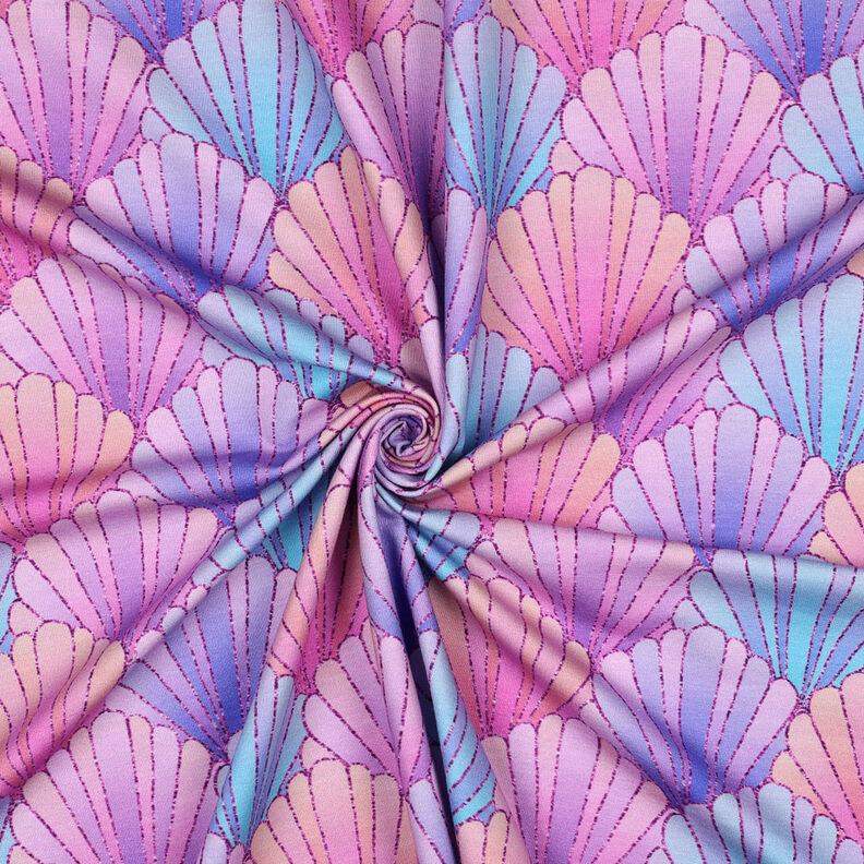 French Terry Sommarsweat Musslor Digitaltryck | by Poppy – lavender/blålila, image number 3
