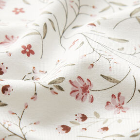 Bomullsjersey blomrankor – yllevit, 