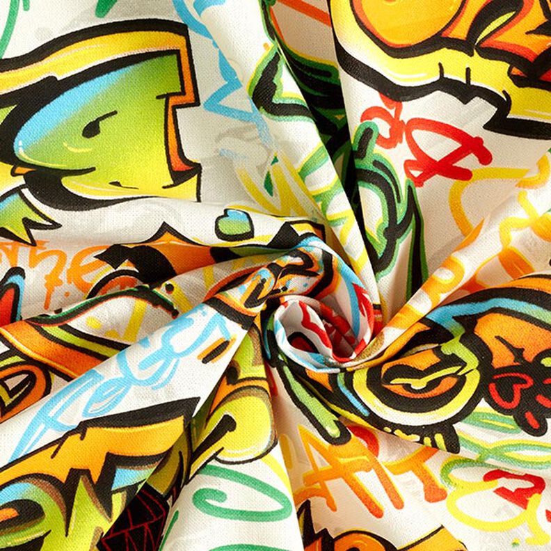 Dekorationstyg Halvpanama graffiti – silvergrå, image number 4