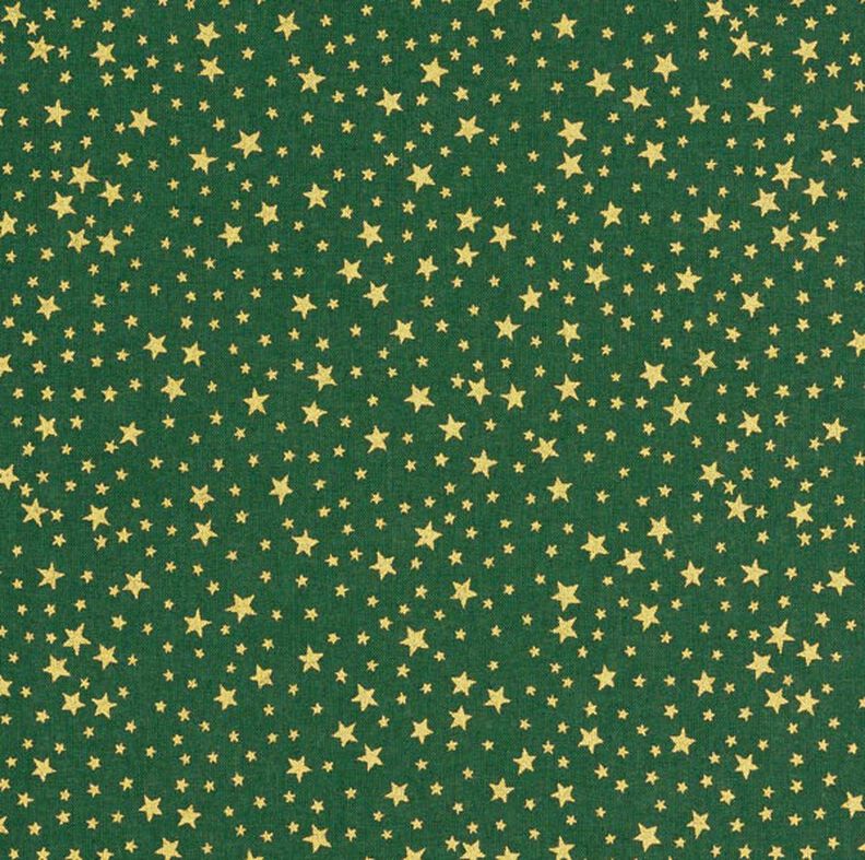 Bomullstyg Kretong Julinspirerad stjärnhimmel liten – mörkgrön/guld,  image number 1