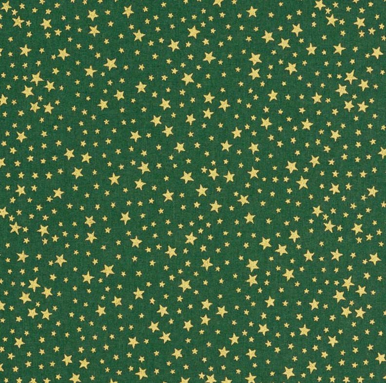 Bomullstyg Kretong Julinspirerad stjärnhimmel liten – mörkgrön/guld, image number 1