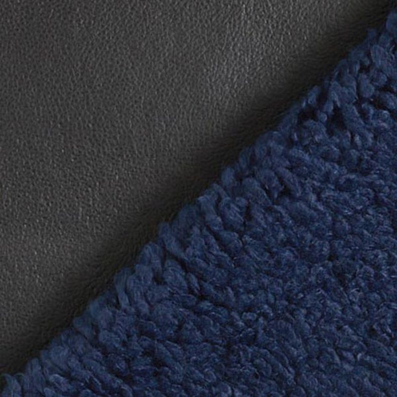Läderimitation med fuskpäls på baksidan enfärgad – svart/marinblått,  image number 1
