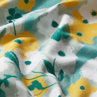 GOTS bomullsjersey Fåglar & blommor | Tula Blago kakovosti B – pastellgrönt, 