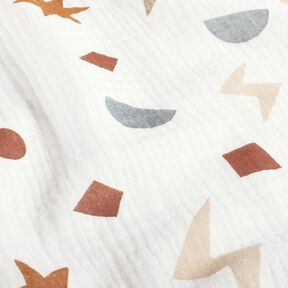 Muslin/Dubbel-krinkelväv Geometriska symboler – elfenbensvit/karamell, 