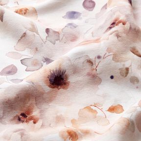 GOTS Bomullsjersey Akvarell vilda rosor digitaltryck – vit/ljus gammelrosa, 