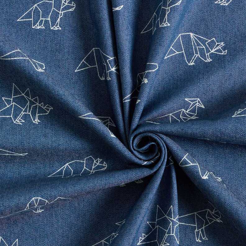 Jeanstyg Stretch origamidinosaurier – jeansblå,  image number 3