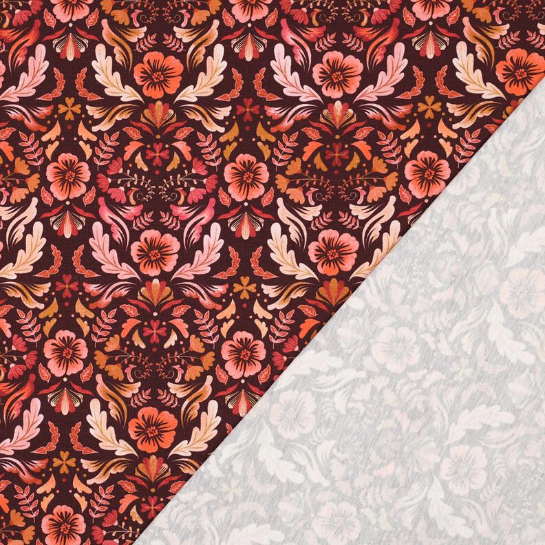 Bomullsjersey blommor Digitaltryck – bordeauxröd,  image number 4