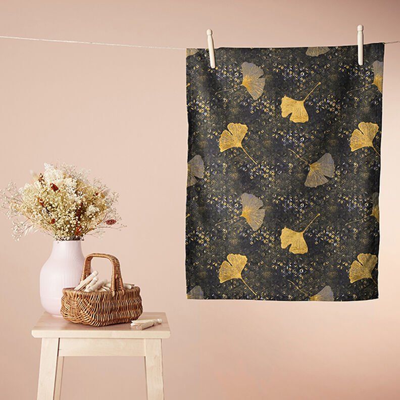 Bomullstyg Kretong Ginkgo – senap, image number 5