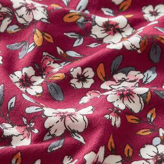 Modaljersey Blommor| by Poppy – bordeauxrött, 