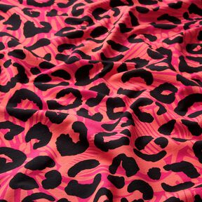 French Terry Sommarsweat lejon och blommor – pink/brandgul, 