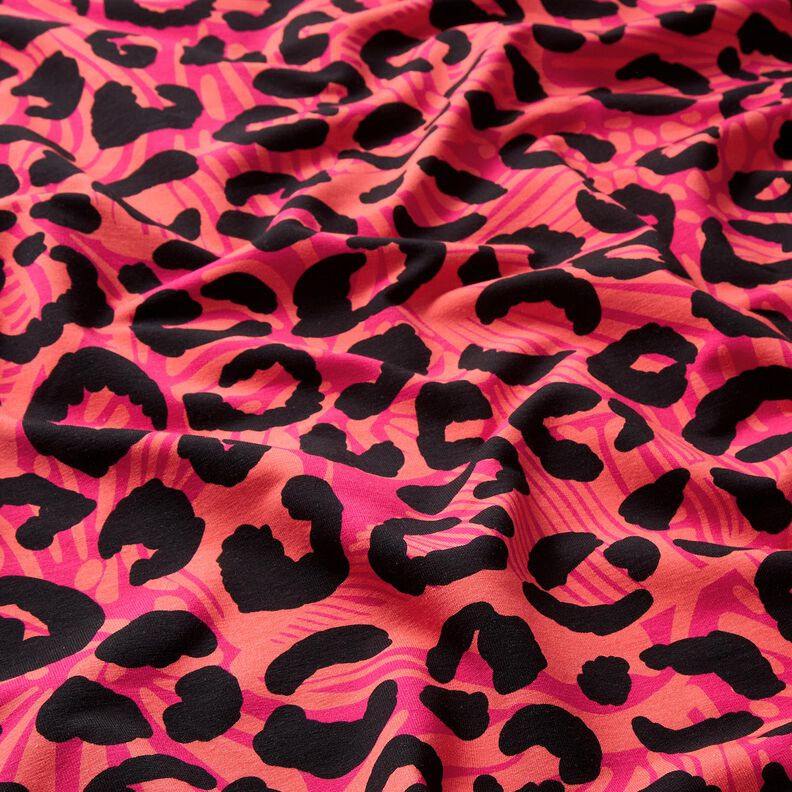French Terry Sommarsweat lejon och blommor – pink/brandgul, image number 2