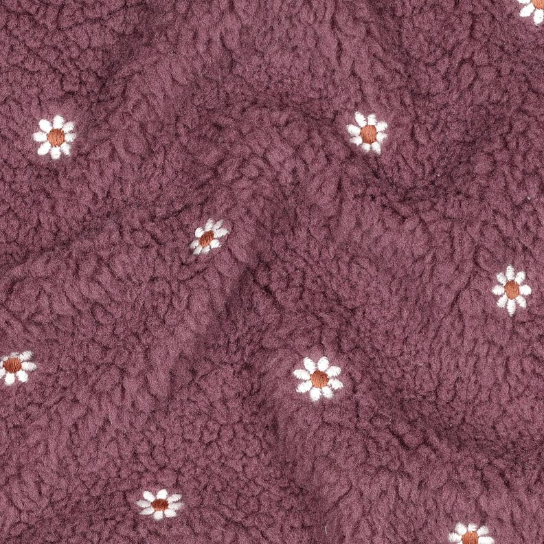 Teddyplysch broderade småblommor | Poppy Fabrics – mörk gammelrosa,  image number 2