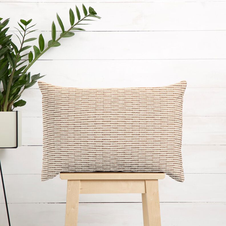 Dekorationstyg Jacquard rustika ränder – mellanbrun/natur,  image number 6