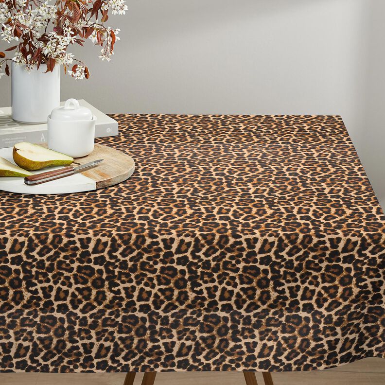 Behandlad bomull fint leopardmönster – brun/svart, image number 6