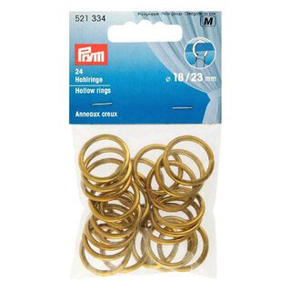 Ihåliga ringar [18 mm] 24 stycken – guld metallisk | Prym, 