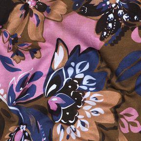 French Terry Sommarsweat Målade blommor Digitaltryck – indigo/brun,  French Terry Sommarsweat Målade blommor Digitaltryck – indigo/brun,