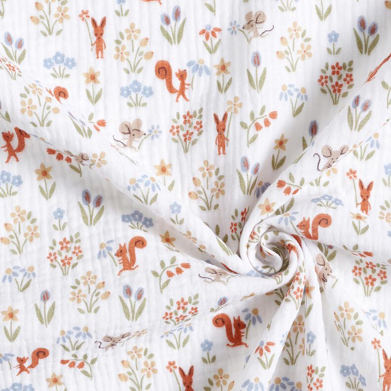 Muslin/Dubbel-krinkelväv ekorre och mus – vit,  image number 3