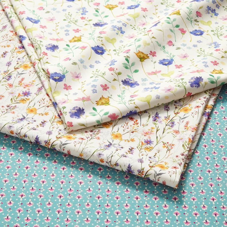 Bomullstyg Poplin små ornament – ​​mint/pastelllila – mint/pastellviolett,  image number 5
