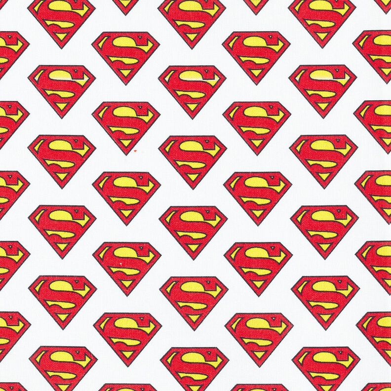 Bomullspoplin Superman-logga Licenstyg | DC Comics – vit,  image number 1