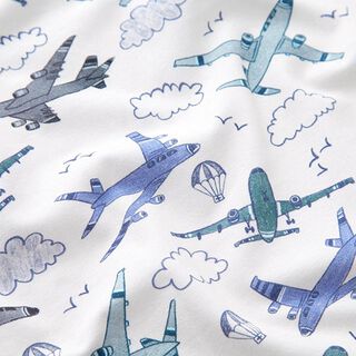Bomullsjersey flygplan Digitaltryck – yllevit, 