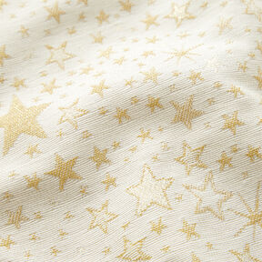 Dekorationstyg Jacquard Lurex Hav av stjärnor – ljusbeige/guld, 