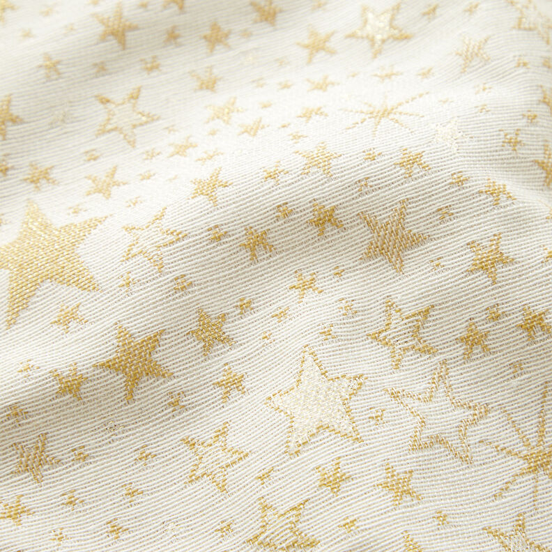Dekorationstyg Jacquard Lurex Hav av stjärnor – ljusbeige/guld, image number 2
