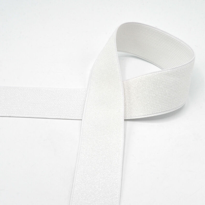 Elastiskt band metallic [40 mm] – vit,  image number 1