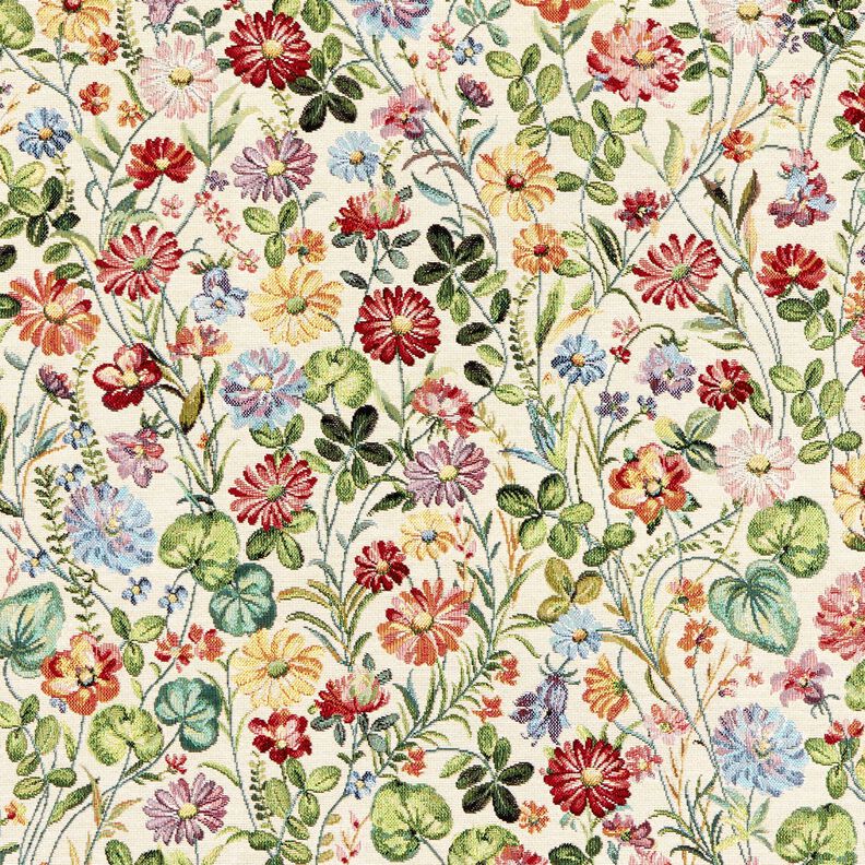 Dekorationstyg Gobeläng sprakande blomsterträdgård – ljusbeige/grön,  image number 1