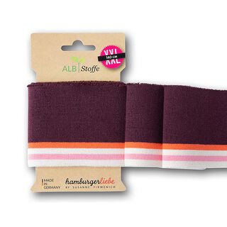 GOTS Ribbade muddar CUFF ME COLLEGE [ 140 cm | 7 cm ] | Albstoffe – bordeauxrött/brandgul, 