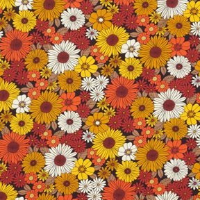 Viskostyg Sommarblommor – solgult/svart, 