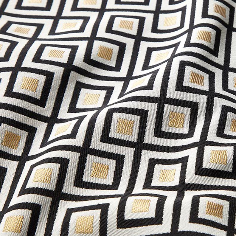 Dekorationstyg Jacquard Artdecoromber – yllevit/guld,  image number 2