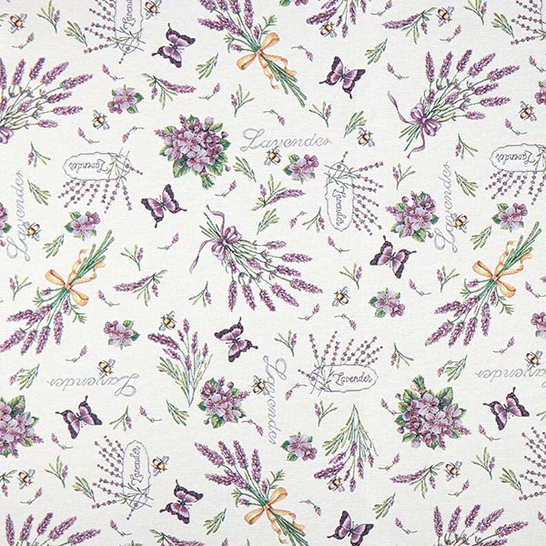 dekorationstyg gobeläng violer lavendel – yllevit/fläder,  image number 1