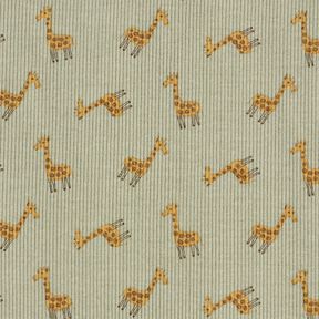 Ribbad jersey Söta giraffer – khaki, 
