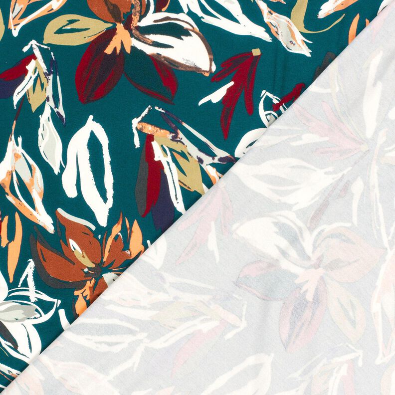 Viskosjersey moderna blommor – petrol/koppar,  image number 4