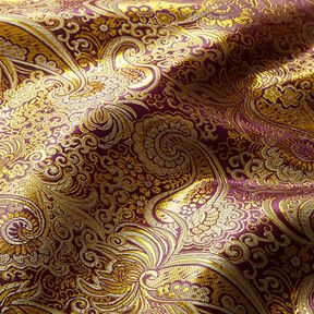 Jacquard för kläder Metallic paisley – lila/guld, 