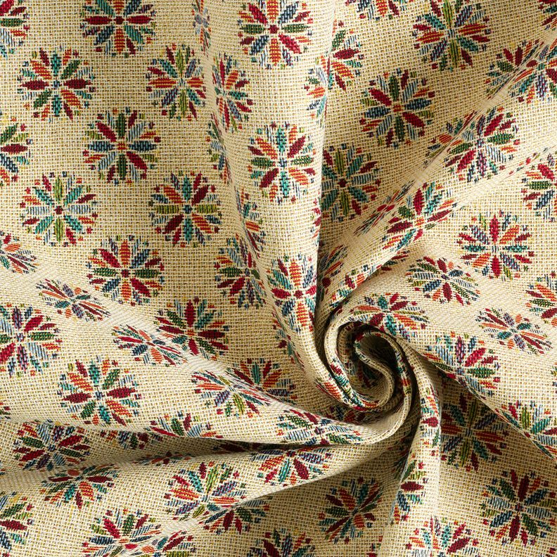 Dekorationstyg Gobeläng små blomstermandalor – ljusbeige/rött, image number 3